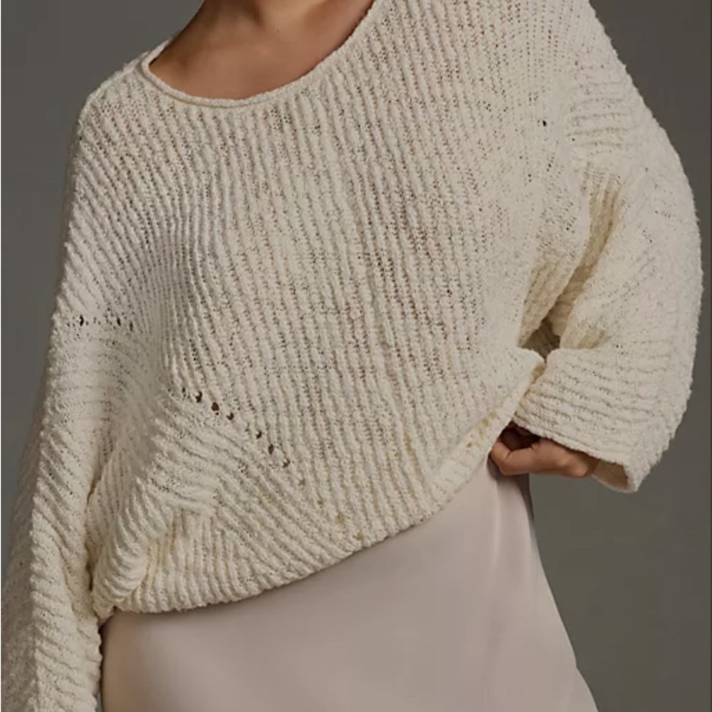 NWT Anthropologie Cream Batwing Sweater S